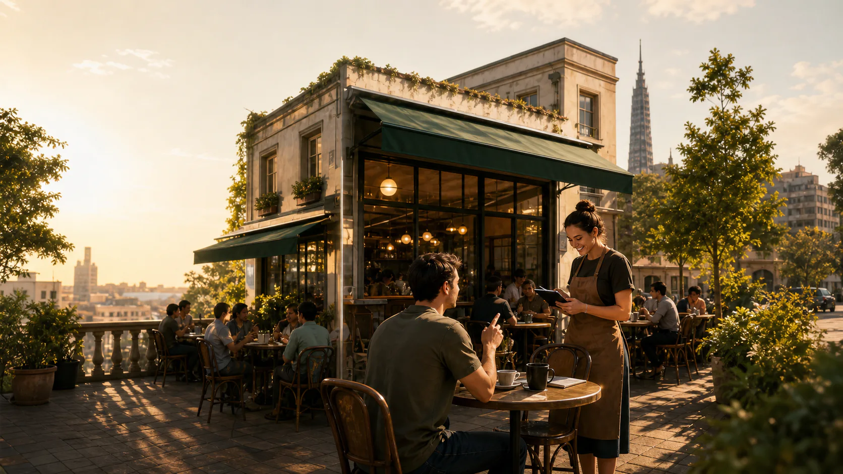 Pessoa praticando como fazer um pedido em inglês em um café
